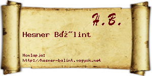 Hesner Bálint névjegykártya